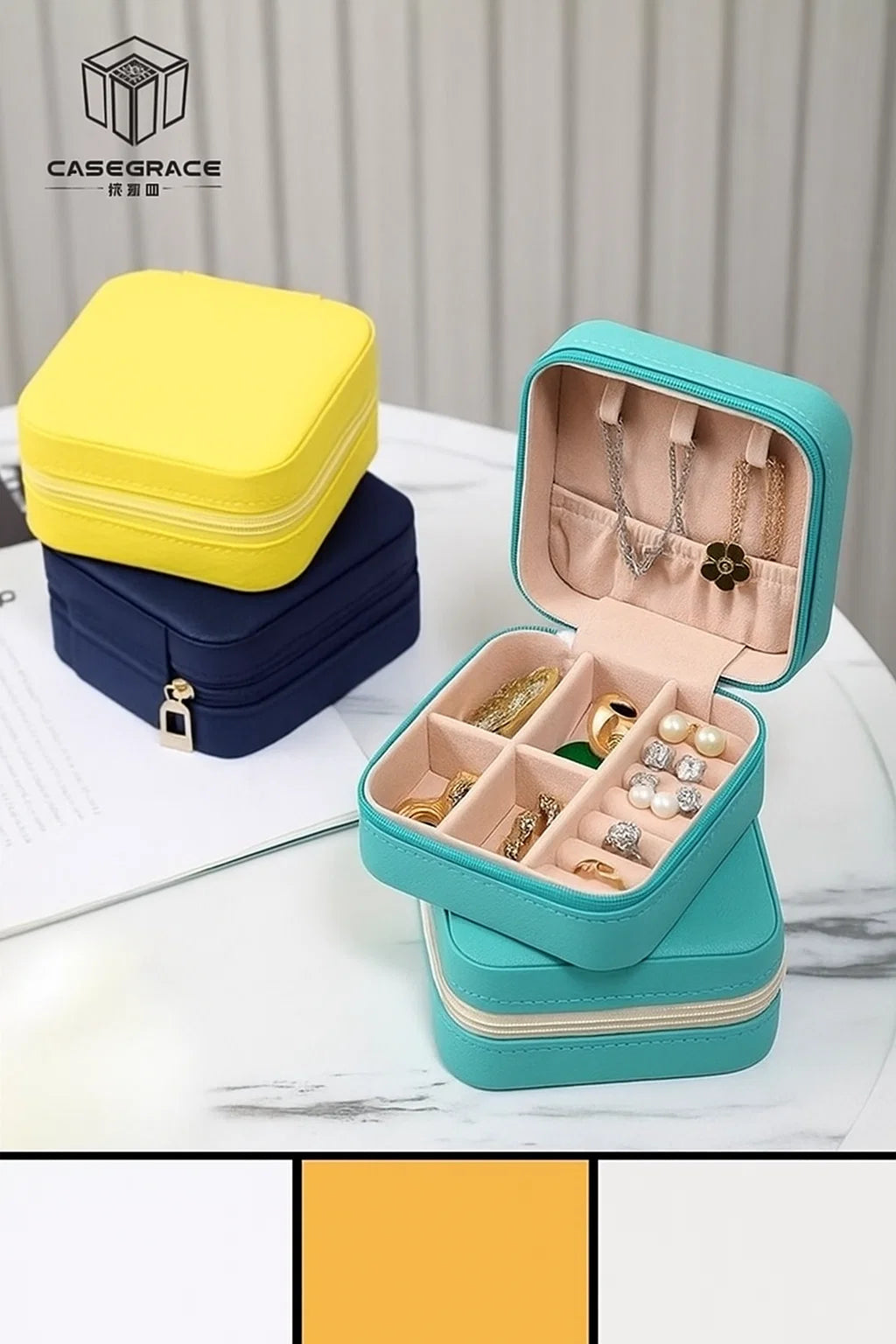 Mini Portable Leather Jwelley Organiser
